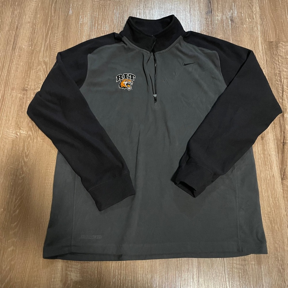 Nike Mens RIT Tigers Therma-FIT Quarter Zip Fleece Pullover Large Gray Polyester
